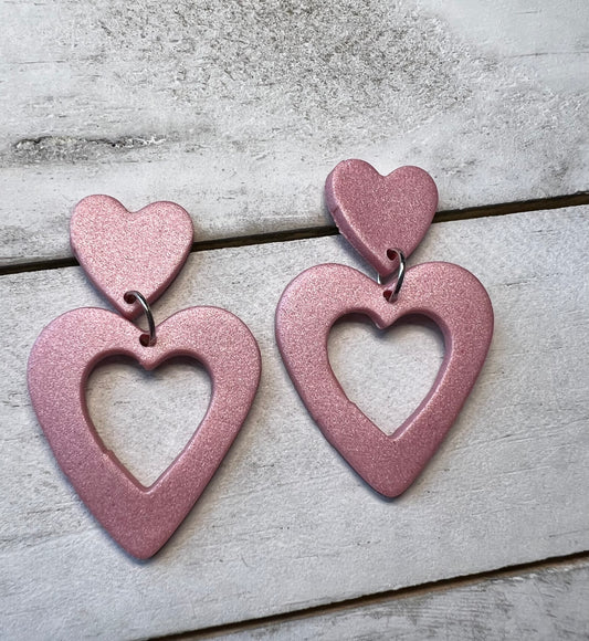 Pink hearts with pink stud